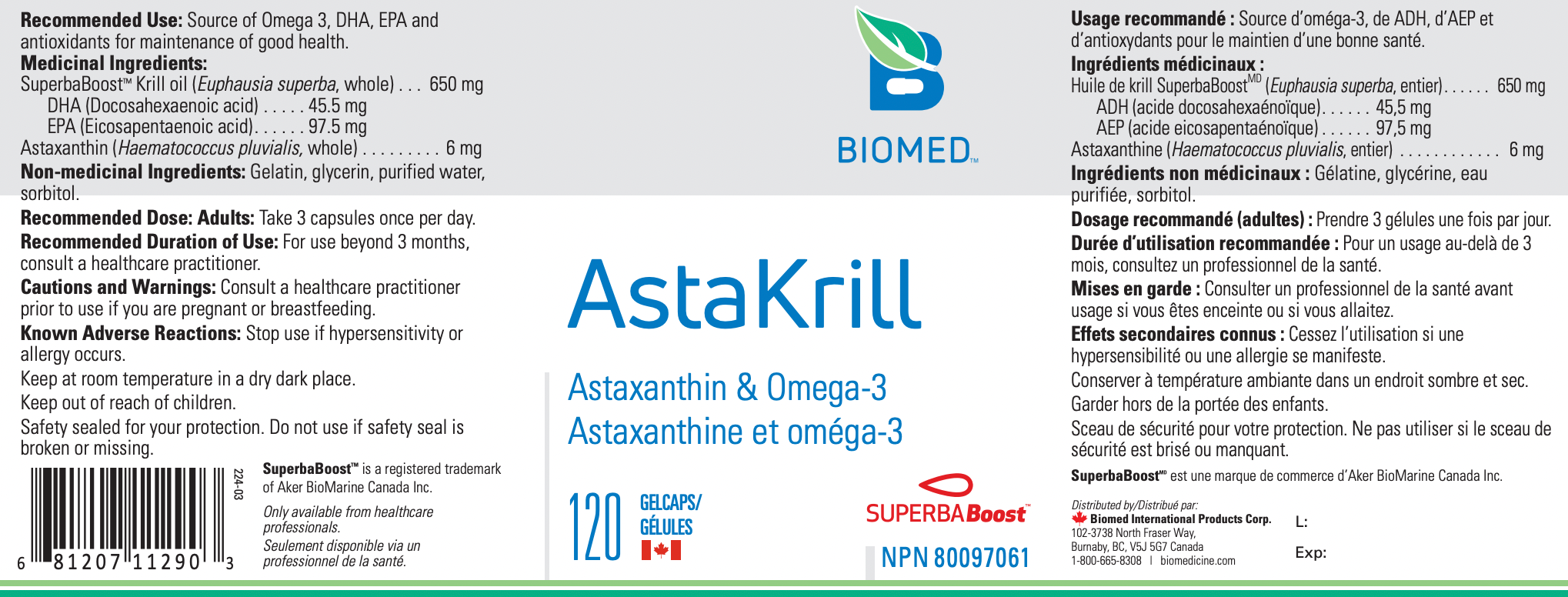 AstraKrill Omega 3 - 60 gelcaps