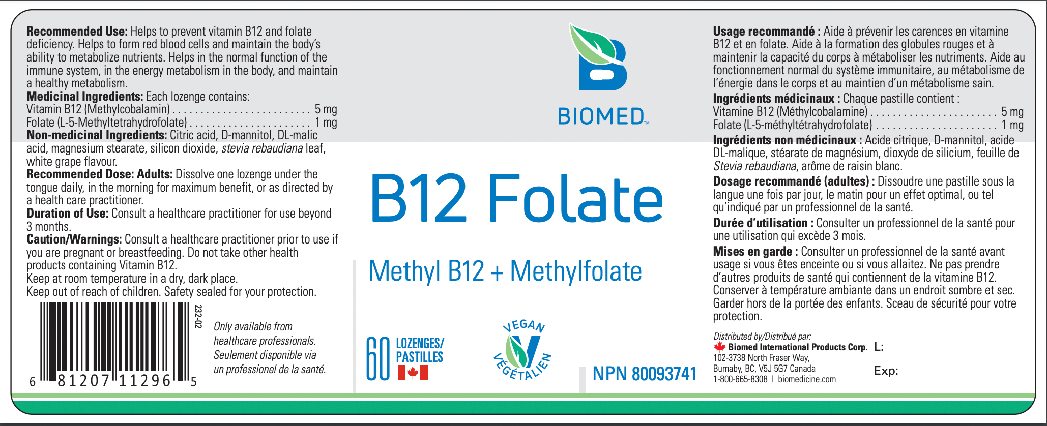 B12 Folate - 60 count